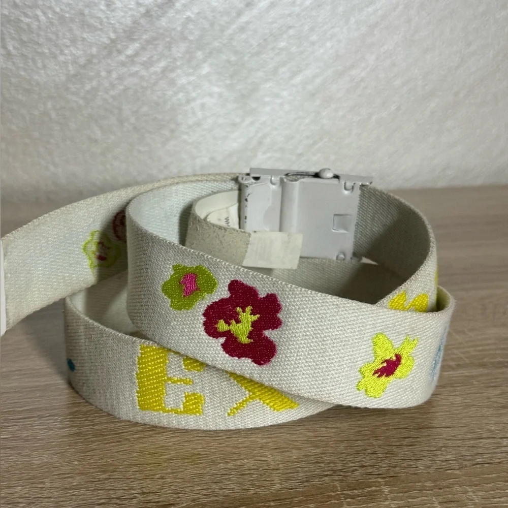 Armani Exchange Women M White Canvas Multicolor Belt